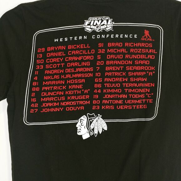 NHL CHICAGO BLACKHAWKS T SHIRT 2015 STANLEY CUP Final CHAMPS Western Conference - Picture 4 of 4
